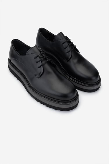  Valmenti Erkek Hakiki Deri Siyah Deri Casual Ayakkabı