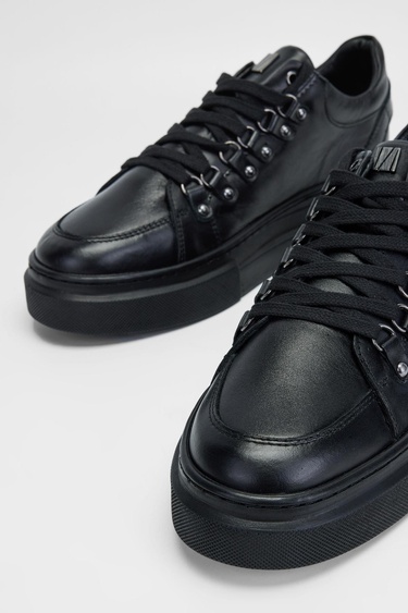  Valmenti Erkek Siyah Hakiki Deri Sneakers & Spor Ayakkabı