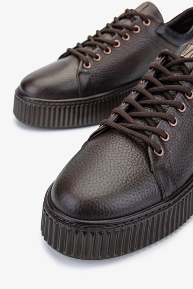  Valmenti Erkek Hakiki Deri Kahverengi Sneakers & Spor Ayakkabı