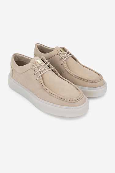  Valmenti Erkek Hakiki Deri Bej Casual Ayakkabı