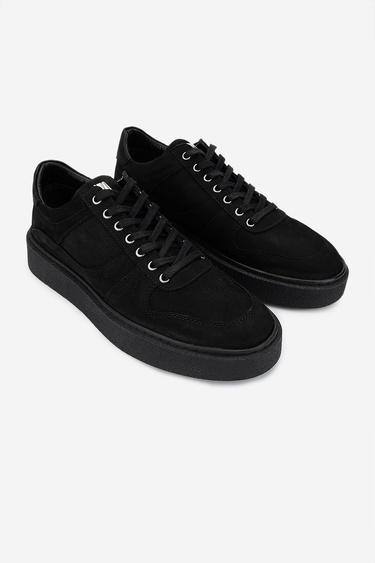  Valmenti Erkek Hakiki Deri Siyah Nubuk Sneakers & Spor Ayakkabı