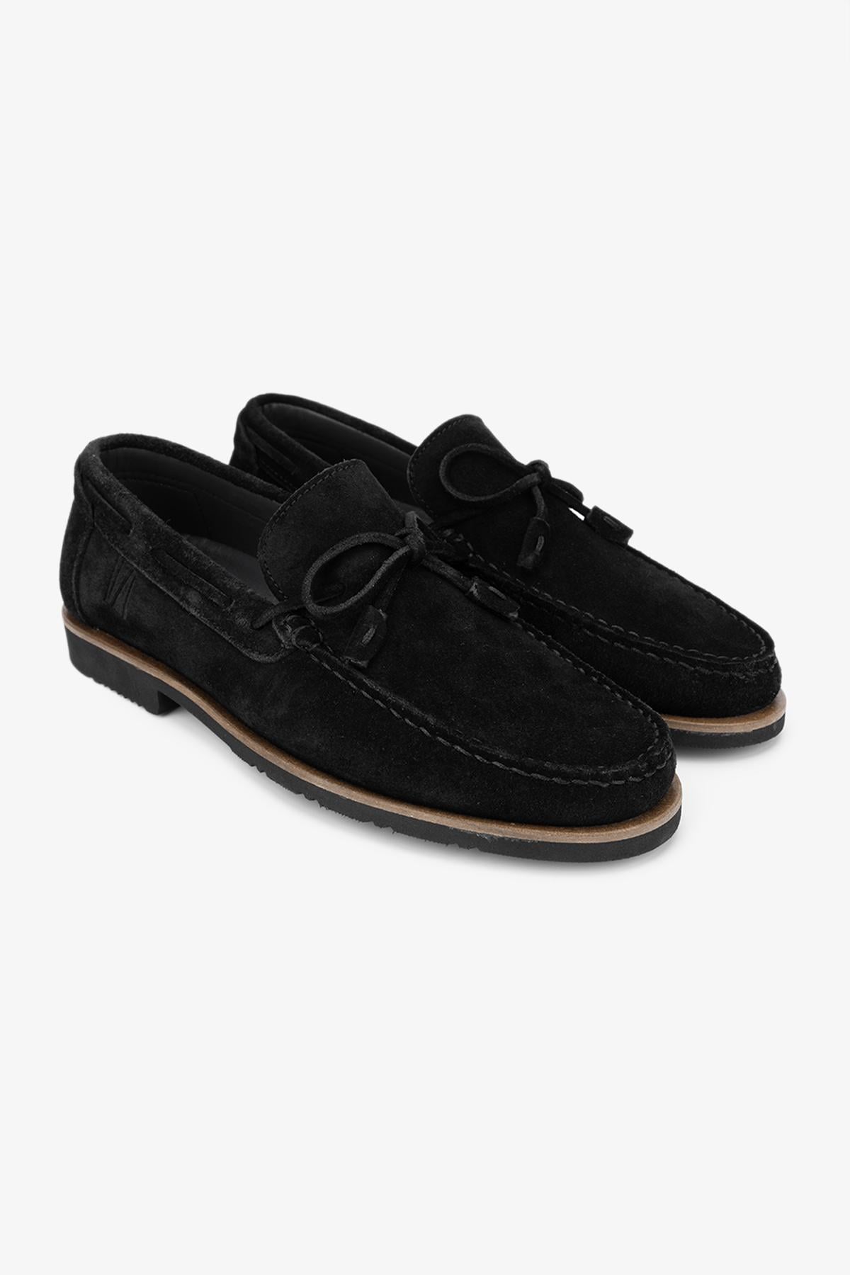  Valmenti Mais Erkek Siyah Süet Hakiki Deri Loafer Ayakkabı