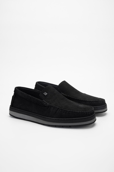  Valmenti Nohy Erkek Siyah Nubuk Hakiki Deri Loafer Ayakkabı