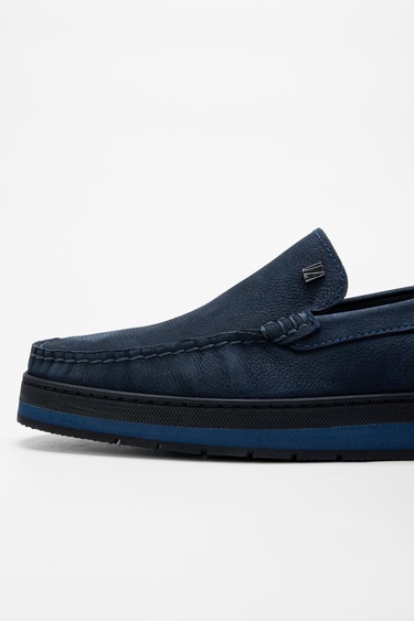  Valmenti Nohy Erkek Lacivert Nubuk Hakiki Deri Loafer Ayakkabı
