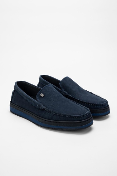  Valmenti Nohy Erkek Lacivert Nubuk Hakiki Deri Loafer Ayakkabı