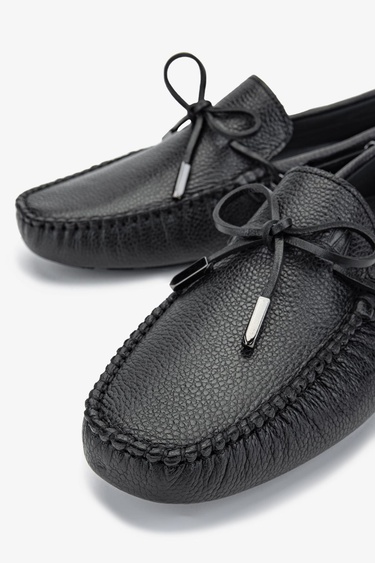  Valmenti Veronique Erkek Siyah Floter Hakiki Deri Loafer Ayakkabı