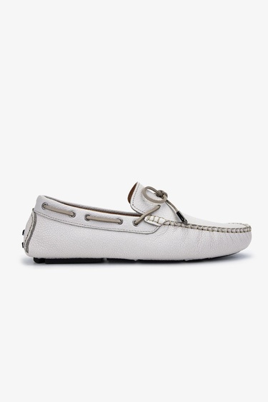  Valmenti Veronique Erkek Beyaz Floter Hakiki Deri Loafer Ayakkabı