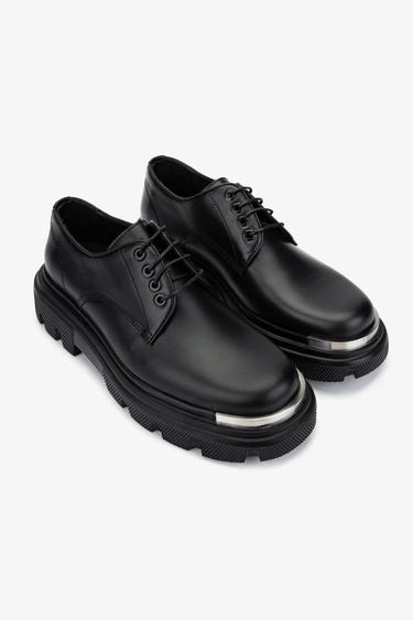  Valmenti Erkek Hakiki Deri Siyah Analin Casual Ayakkabı