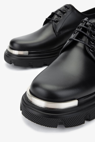  Valmenti Erkek Hakiki Deri Siyah Analin Casual Ayakkabı