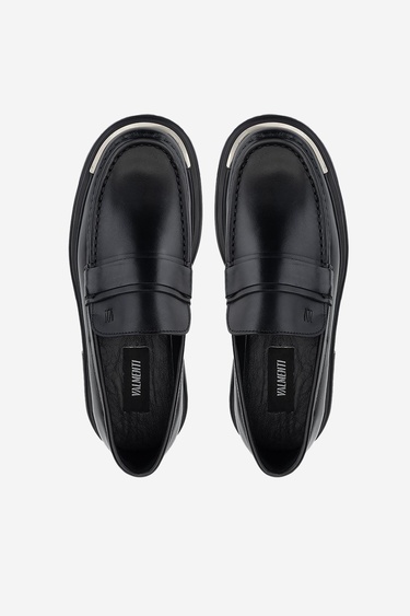  Valmenti Erkek Hakiki Deri Siyah Analin Loafer Ayakkabı