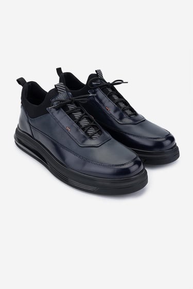  Valmenti Erkek Hakiki Deri Lacivert Casual Ayakkabı