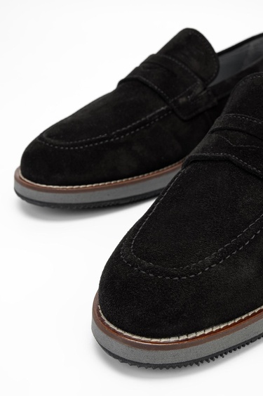  Valmenti Muradimo Erkek Siyah Süet Hakiki Deri Loafer Ayakkabı