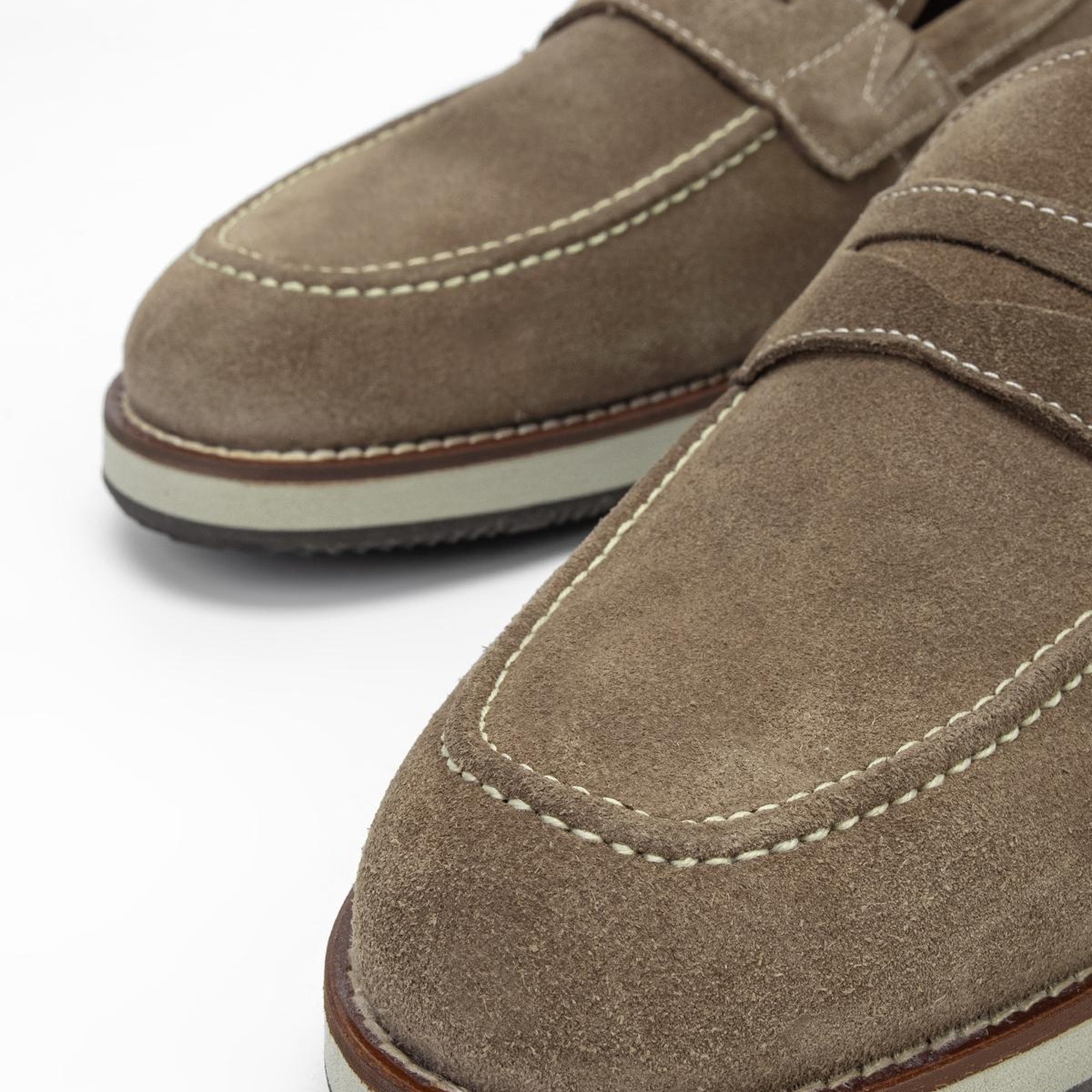 Valmenti Muradimo Erkek Bej Süet Hakiki Deri Loafer Ayakkabı