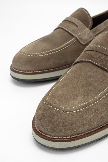  Valmenti Muradimo Erkek Bej Süet Hakiki Deri Loafer Ayakkabı