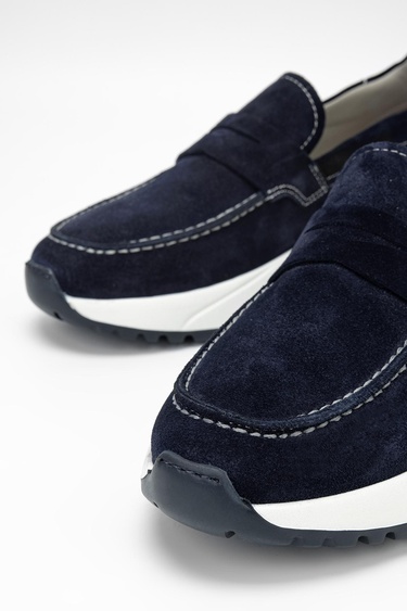  Valmenti Runo Erkek Lacivert Süet Hakiki Deri Loafer Ayakkabı