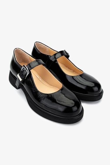  Valmenti Kadın Hakiki Deri Siyah Rugan Casual Ayakkabı