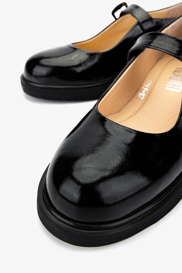  Valmenti Kadın Hakiki Deri Siyah Rugan Casual Ayakkabı