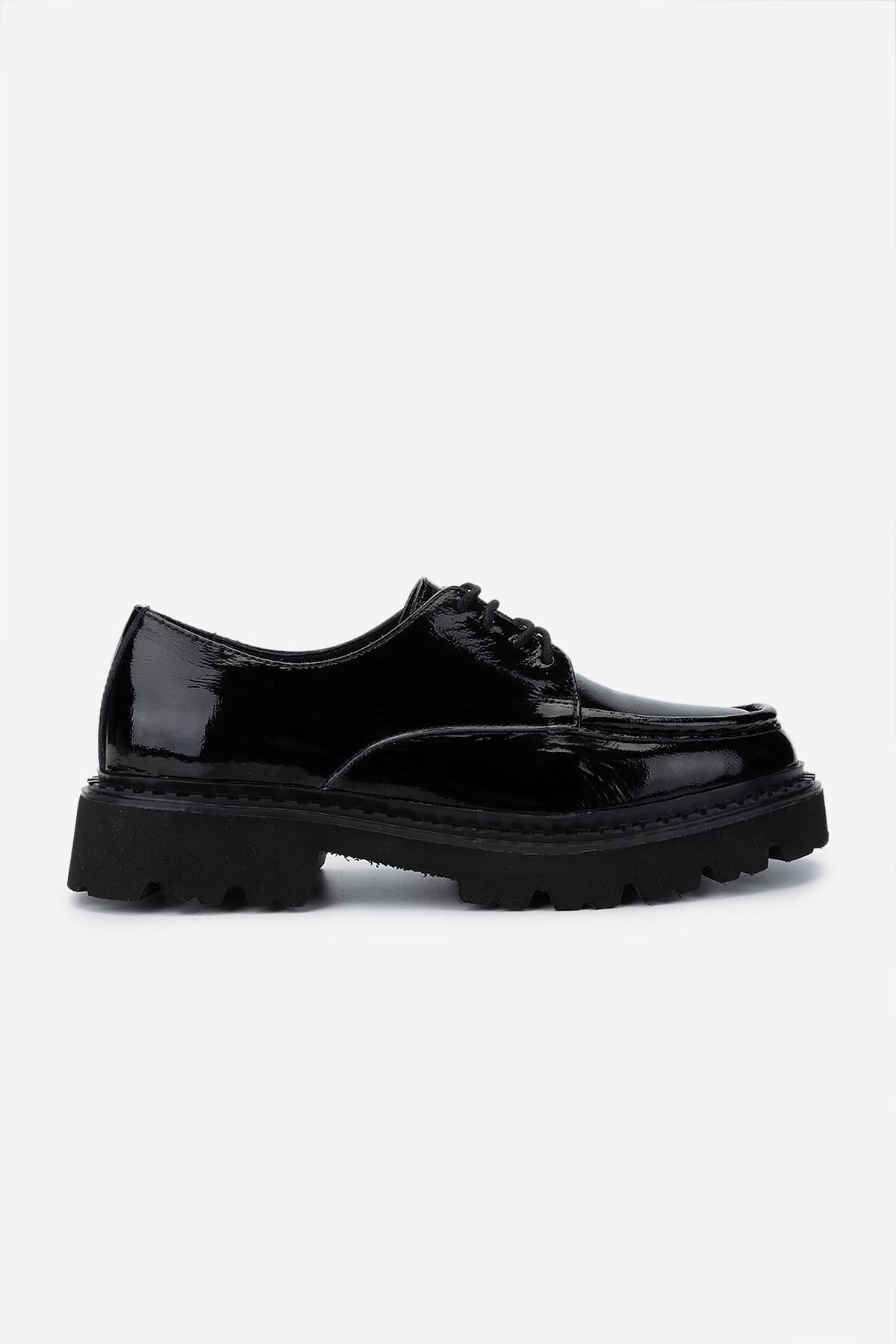  Valmenti Kadın Siyah Rugan Casual Ayakkabı