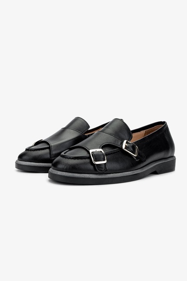  Valmenti Kadın Hakiki Deri Siyah Deri Casual Ayakkabı