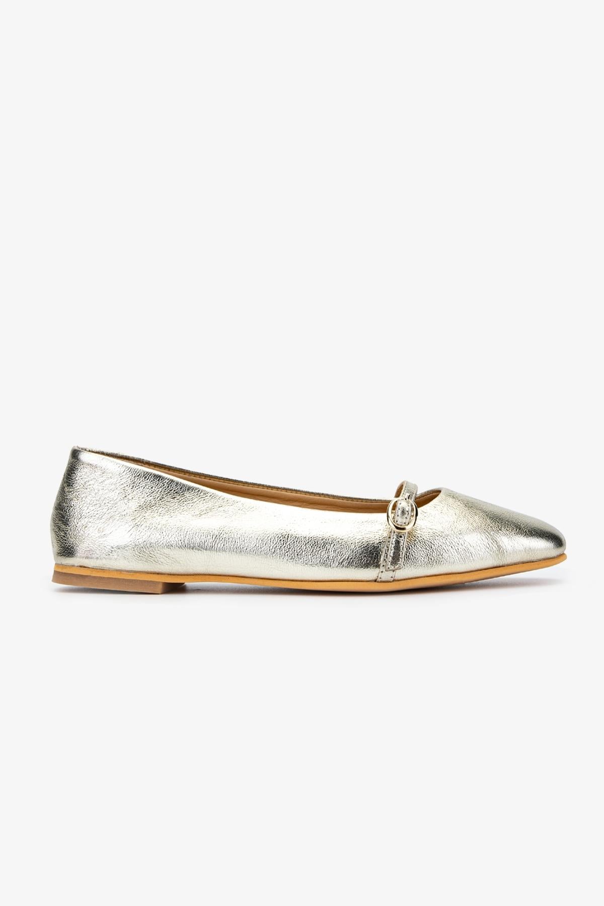  Valmenti Shine Kadın Dore Hakiki Deri Babet