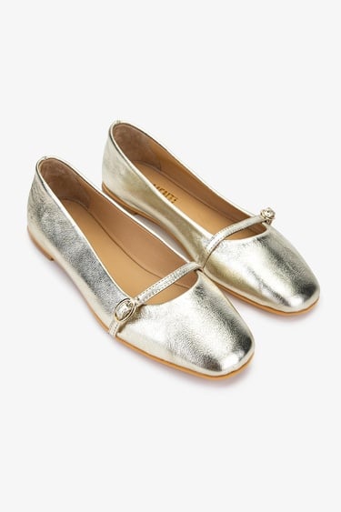  Valmenti Shine Kadın Dore Hakiki Deri Babet