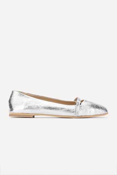  Valmenti Shine Kadın Lame Hakiki Deri Babet