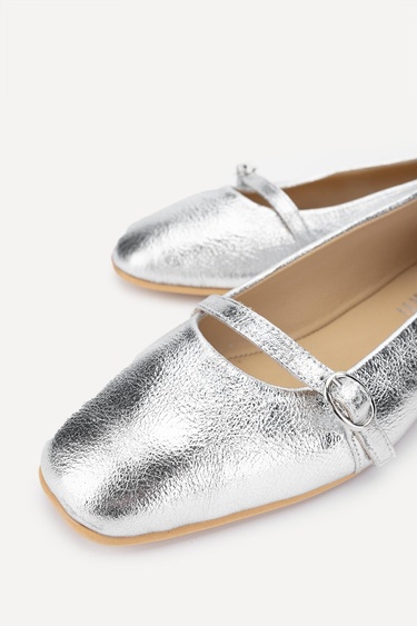  Valmenti Shine Kadın Lame Hakiki Deri Babet