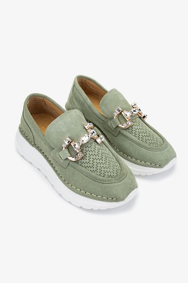  Valmenti Misty Kadın Yeşil Süet Hakiki Deri Casual Ayakkabı