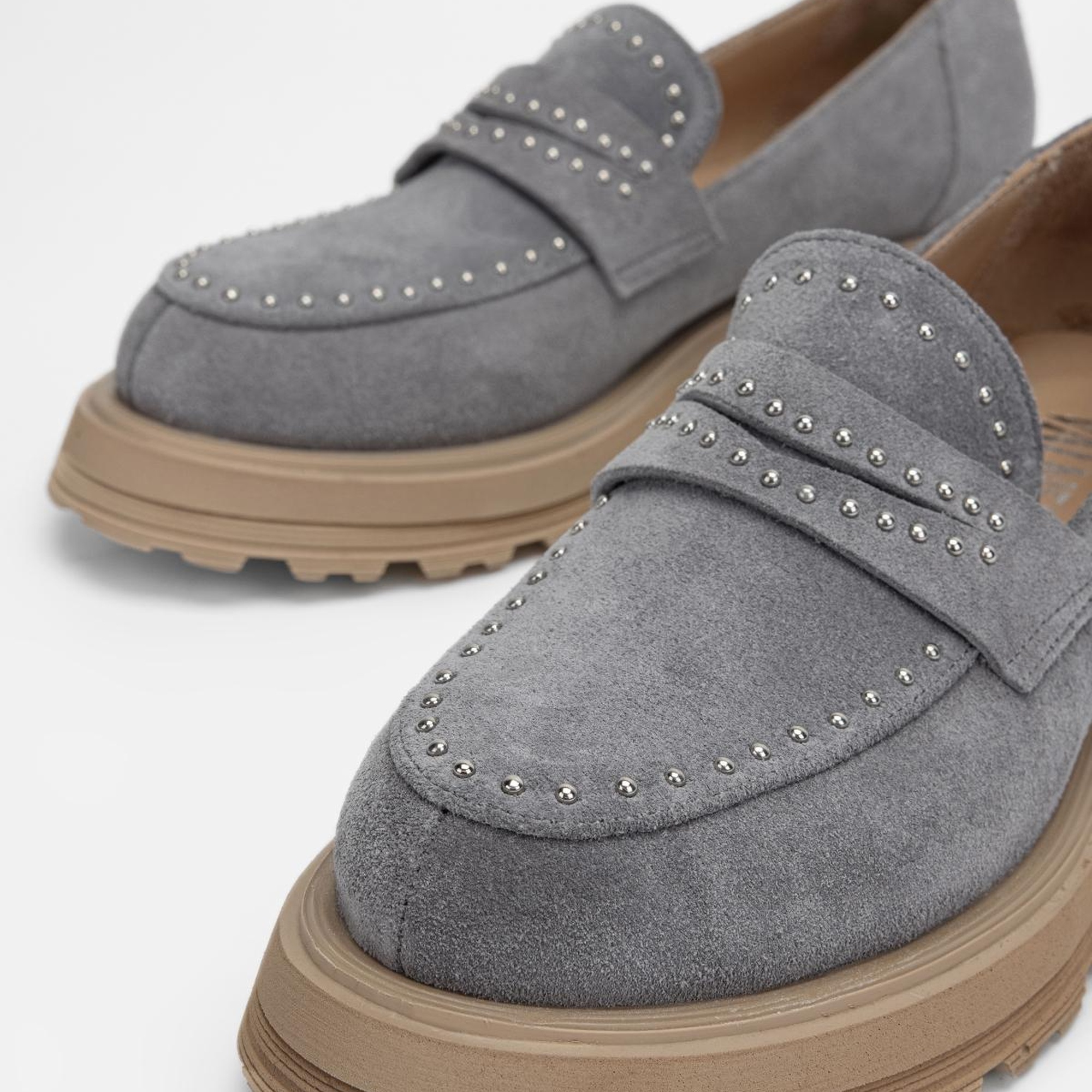 Valmenti Kadın Gri Süet Hakiki Deri Loafer Ayakkabı