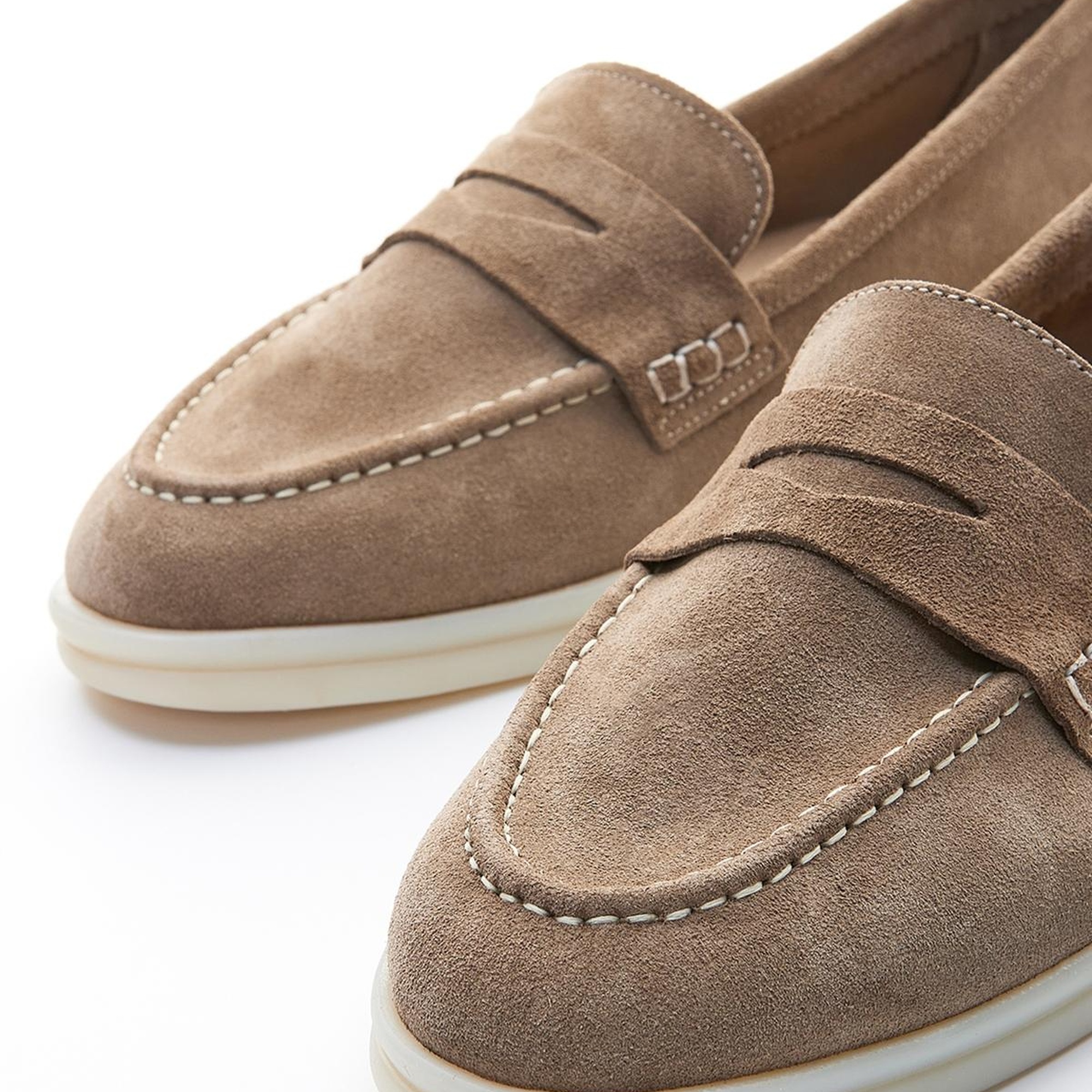 Valmenti Bruna Kadın Bej Süet Hakiki Deri Loafer Ayakkabı