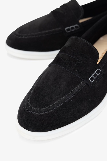  Valmenti Bruna Kadın Siyah Süet Hakiki Deri Loafer Ayakkabı