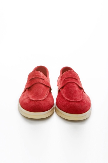  Valmenti Bruna Kadın Kırmızı Süet Hakiki Deri Loafer Ayakkabı