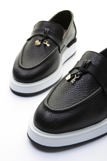  Valmenti Olympe Kadın Siyah Floter Hakiki Deri Loafer Ayakkabı