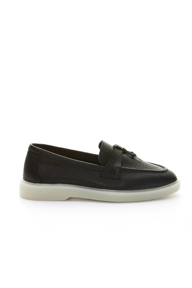  Valmenti Aline Kadın Siyah Floter Hakiki Deri Loafer Ayakkabı