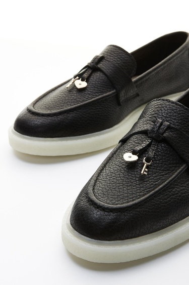  Valmenti Aline Kadın Siyah Floter Hakiki Deri Loafer Ayakkabı