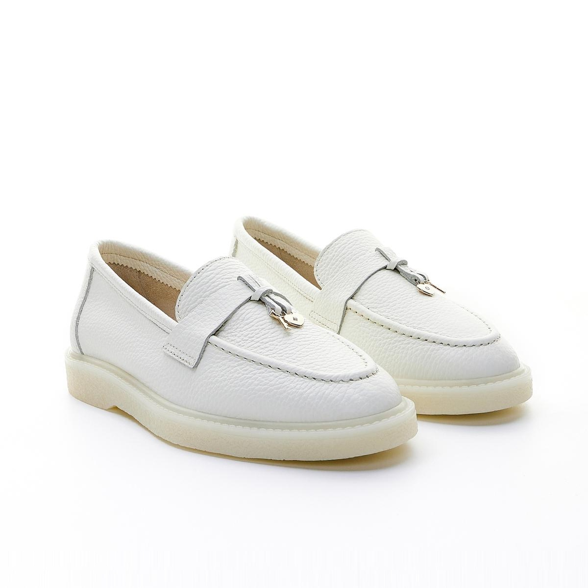 Valmenti Aline Kadın Beyaz Floter Hakiki Deri Loafer Ayakkabı