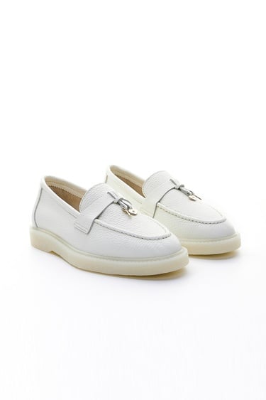 Valmenti Aline Kadın Beyaz Floter Hakiki Deri Loafer Ayakkabı