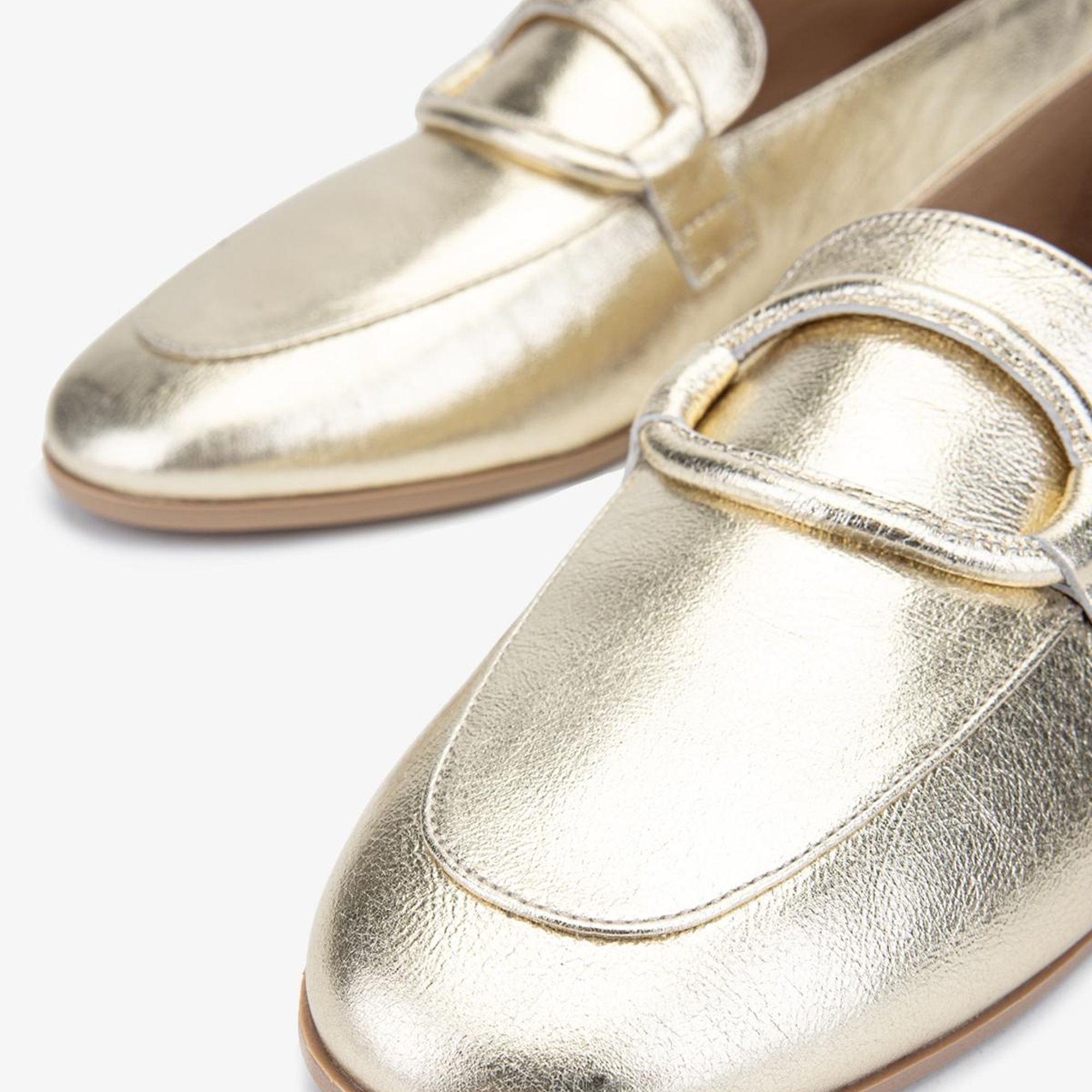 Valmenti Simax Kadın Altın Hakiki Deri Loafer Ayakkabı