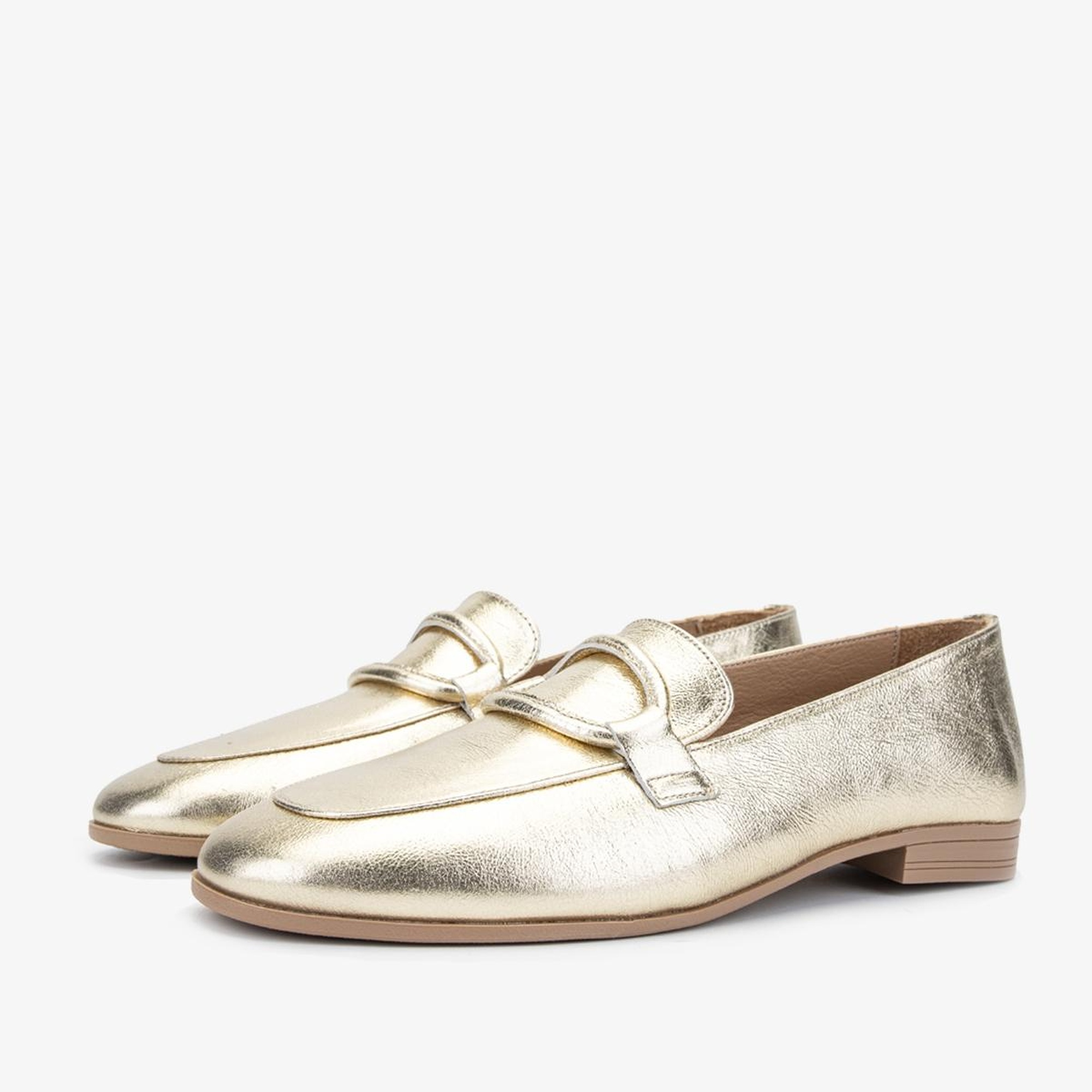 Valmenti Simax Kadın Altın Hakiki Deri Loafer Ayakkabı