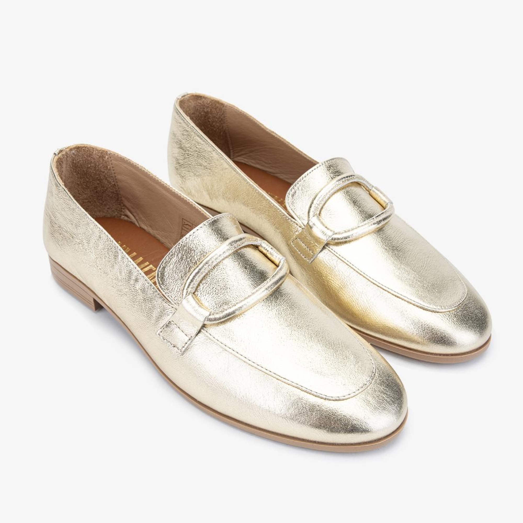 Valmenti Simax Kadın Altın Hakiki Deri Loafer Ayakkabı