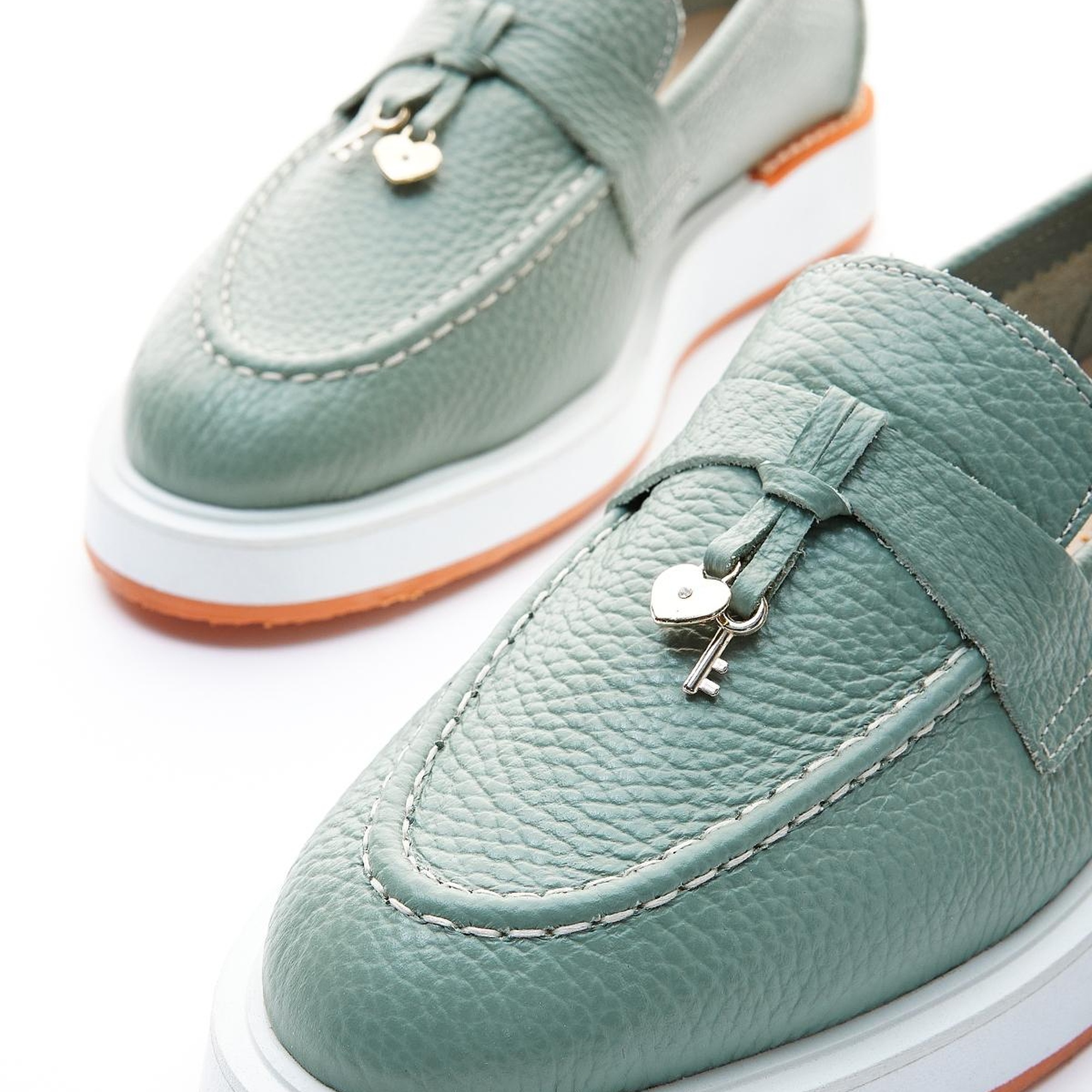 Valmenti Olympe Kadın Yeşil Hakiki Deri Loafer Ayakkabı