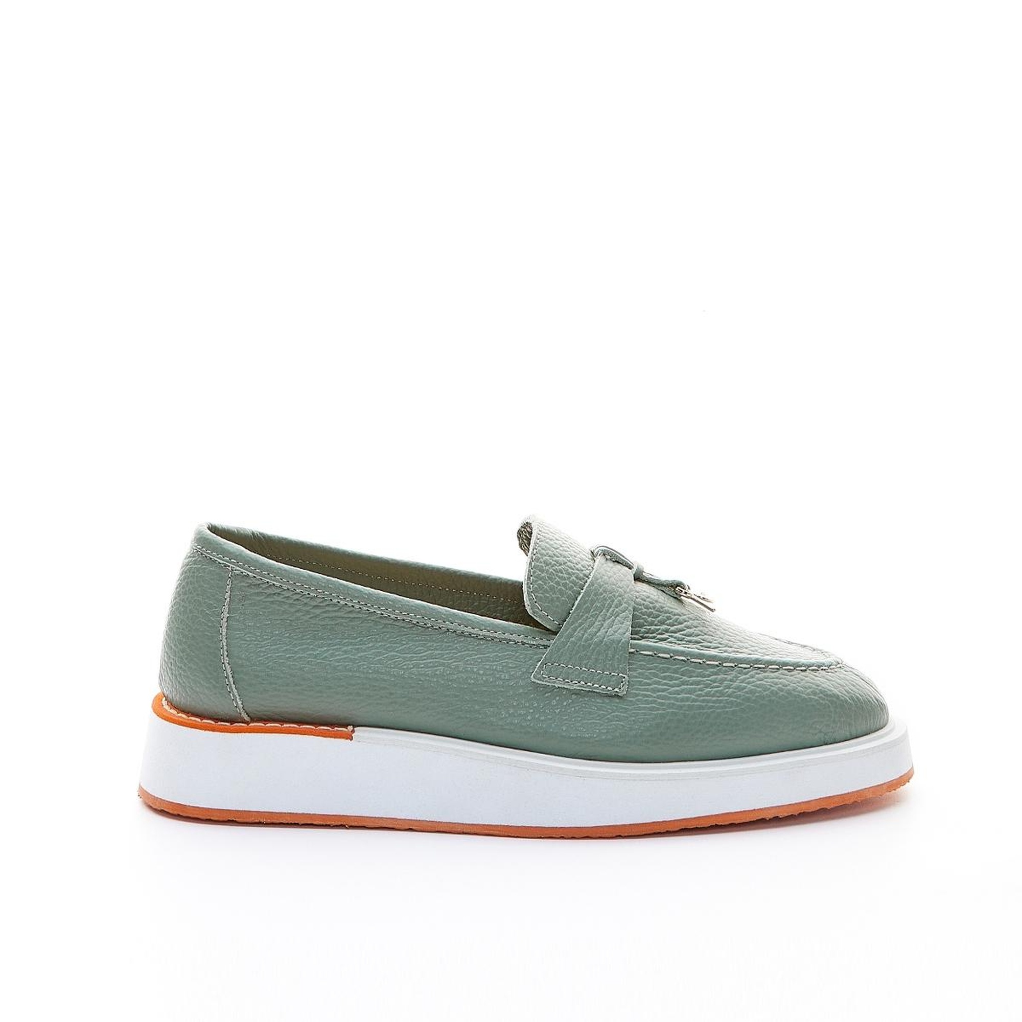 Valmenti Olympe Kadın Yeşil Hakiki Deri Loafer Ayakkabı