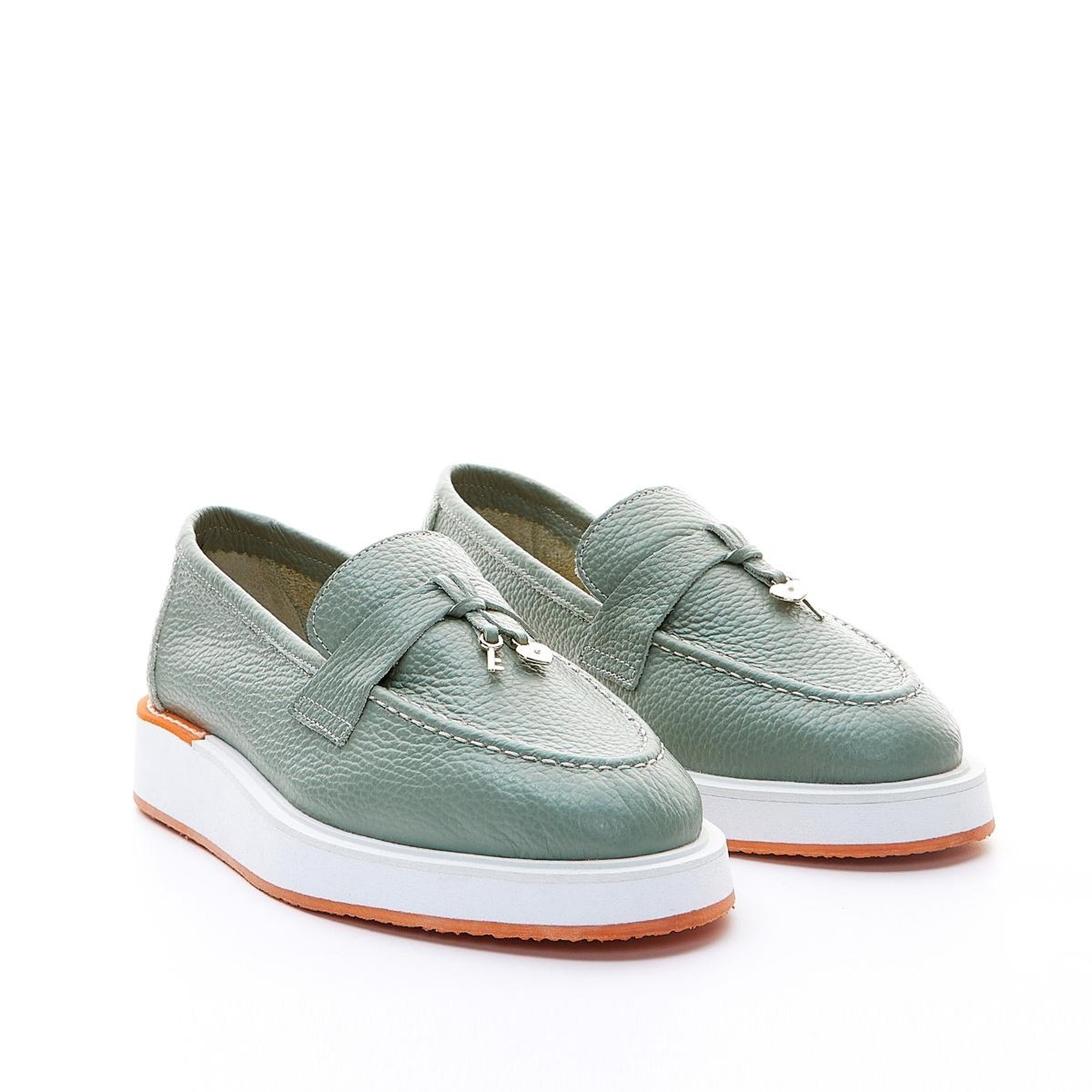 Valmenti Olympe Kadın Yeşil Hakiki Deri Loafer Ayakkabı