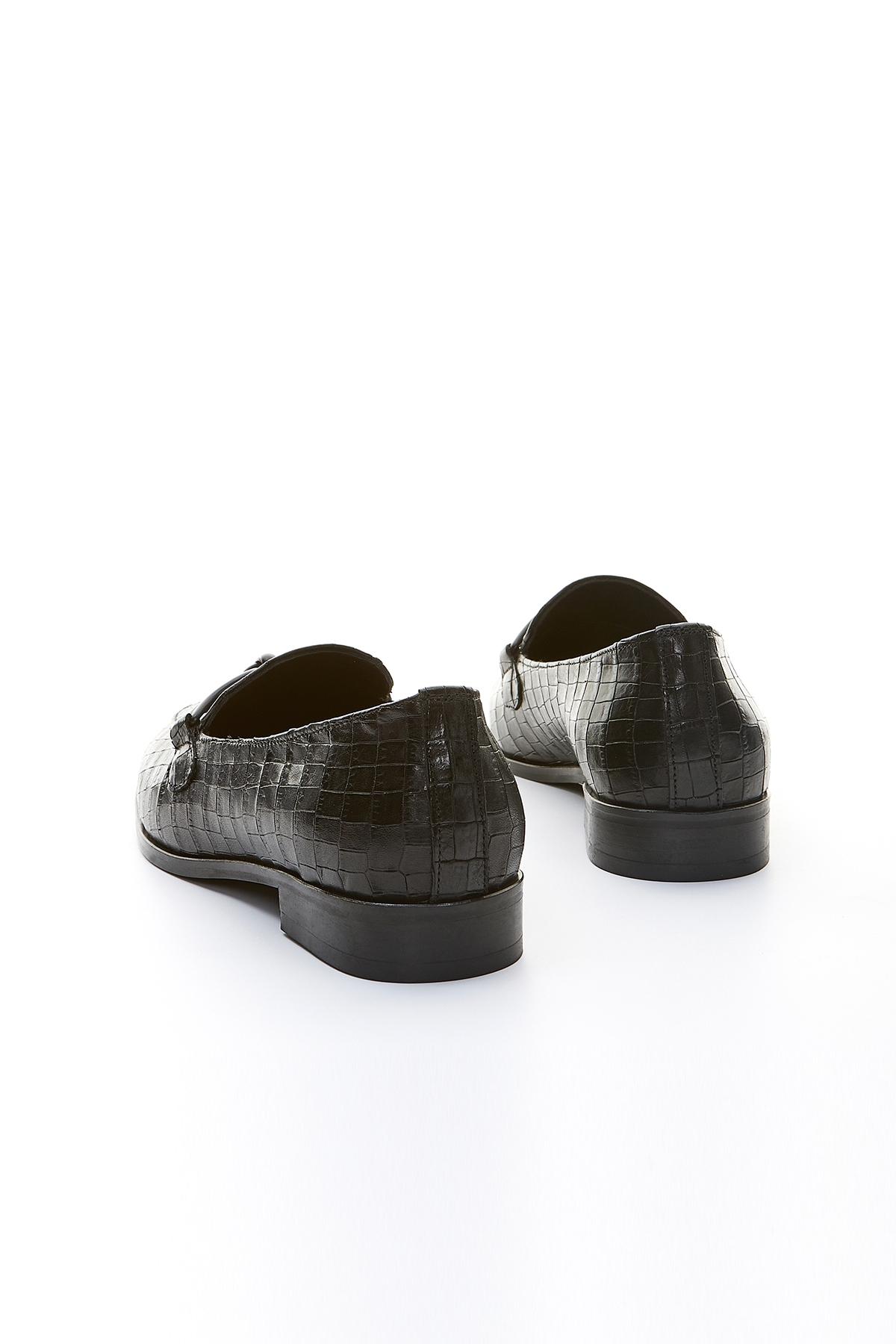  Valmenti Veronique Kadın Siyah Kroko Hakiki Deri Loafer Ayakkabı