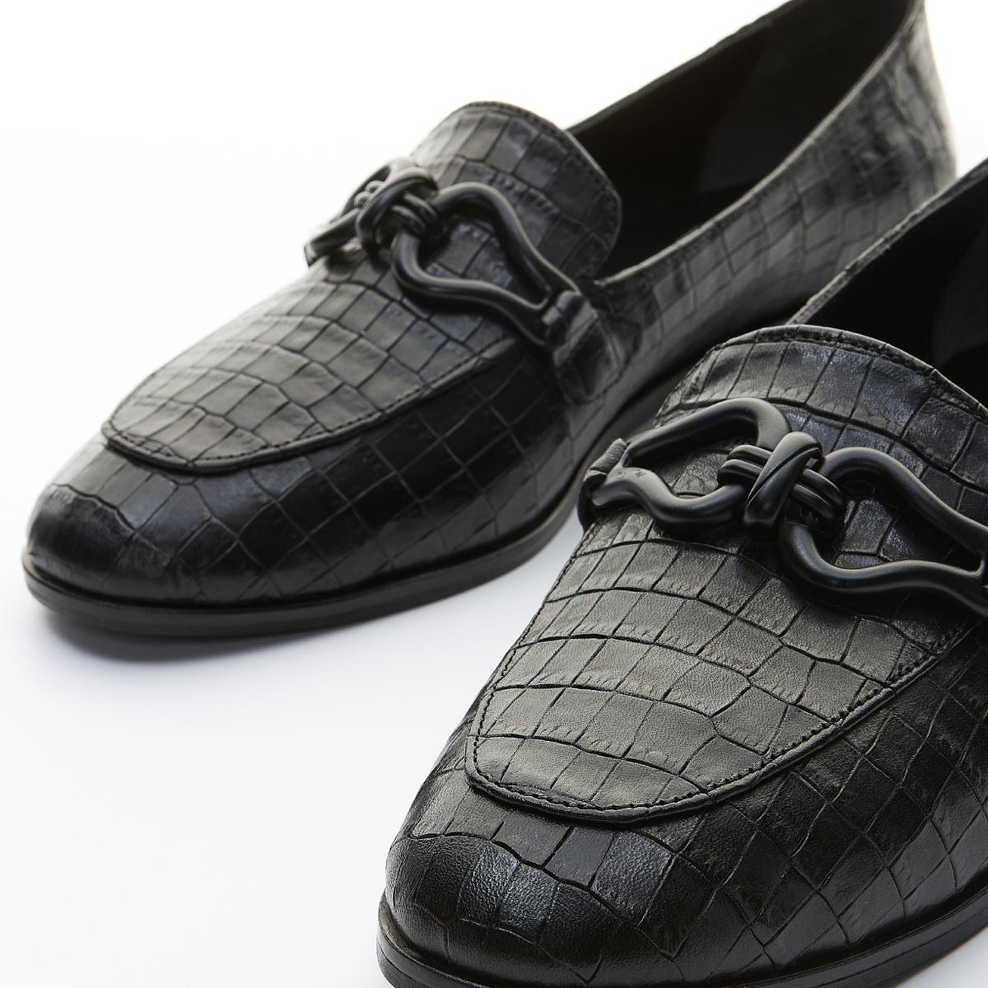 Valmenti Veronique Kadın Siyah Kroko Hakiki Deri Loafer Ayakkabı