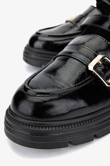  Valmenti Kadın Hakiki Deri Siyah Rugan Casual Ayakkabı