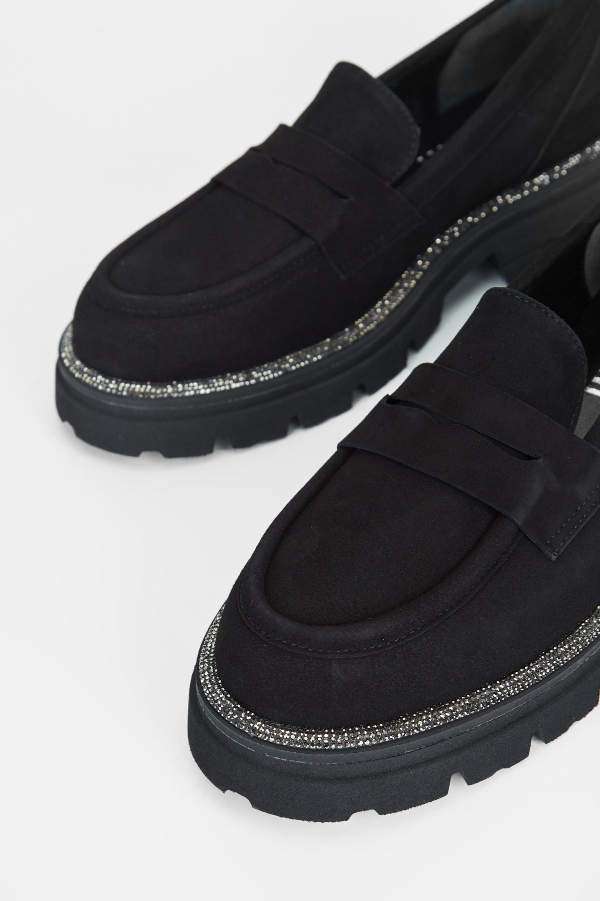 Valmenti Kadın Siyah Süet Hakiki Deri Loafer Ayakkabı