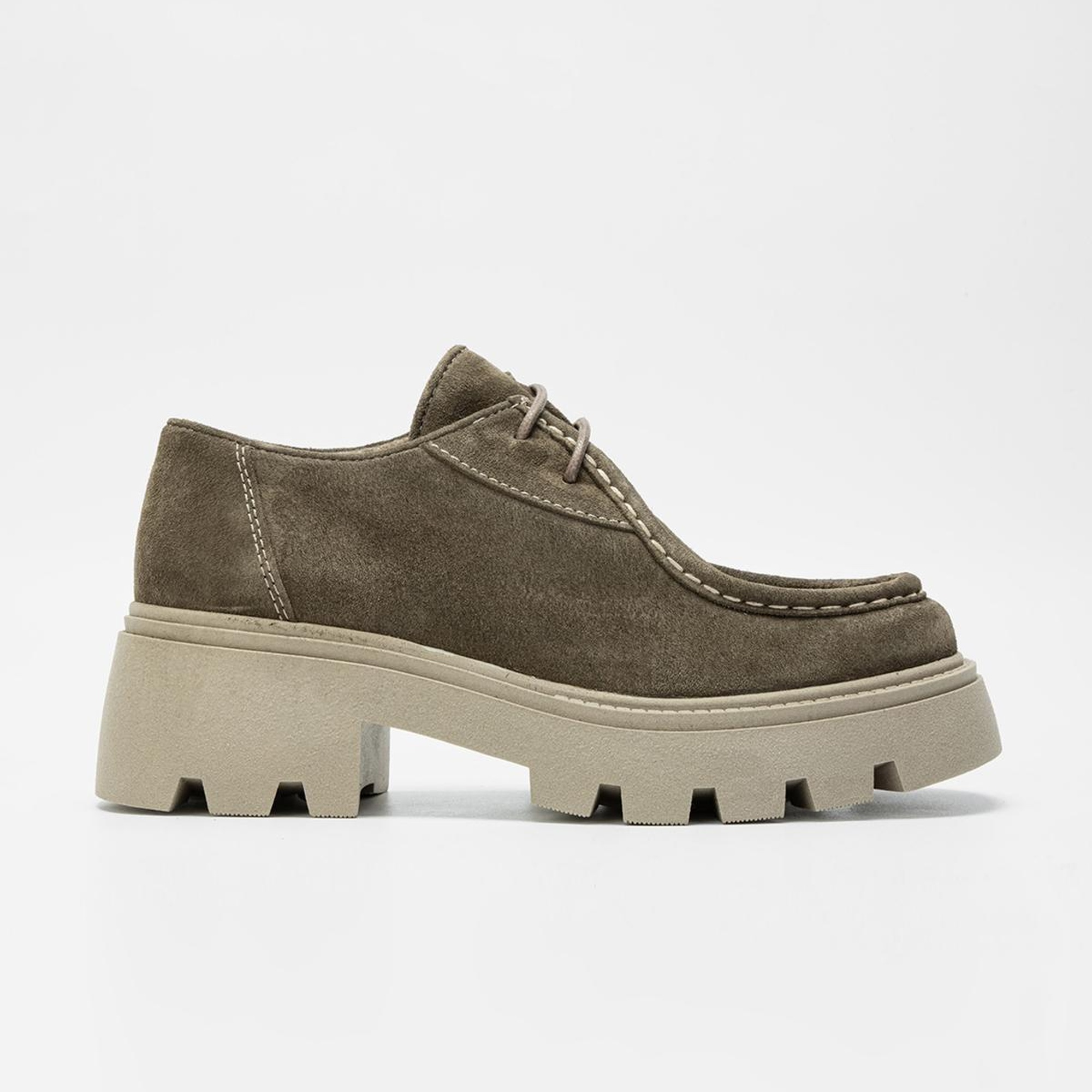 Valmenti Kadın Haki Süet Hakiki Deri Casual Ayakkabı