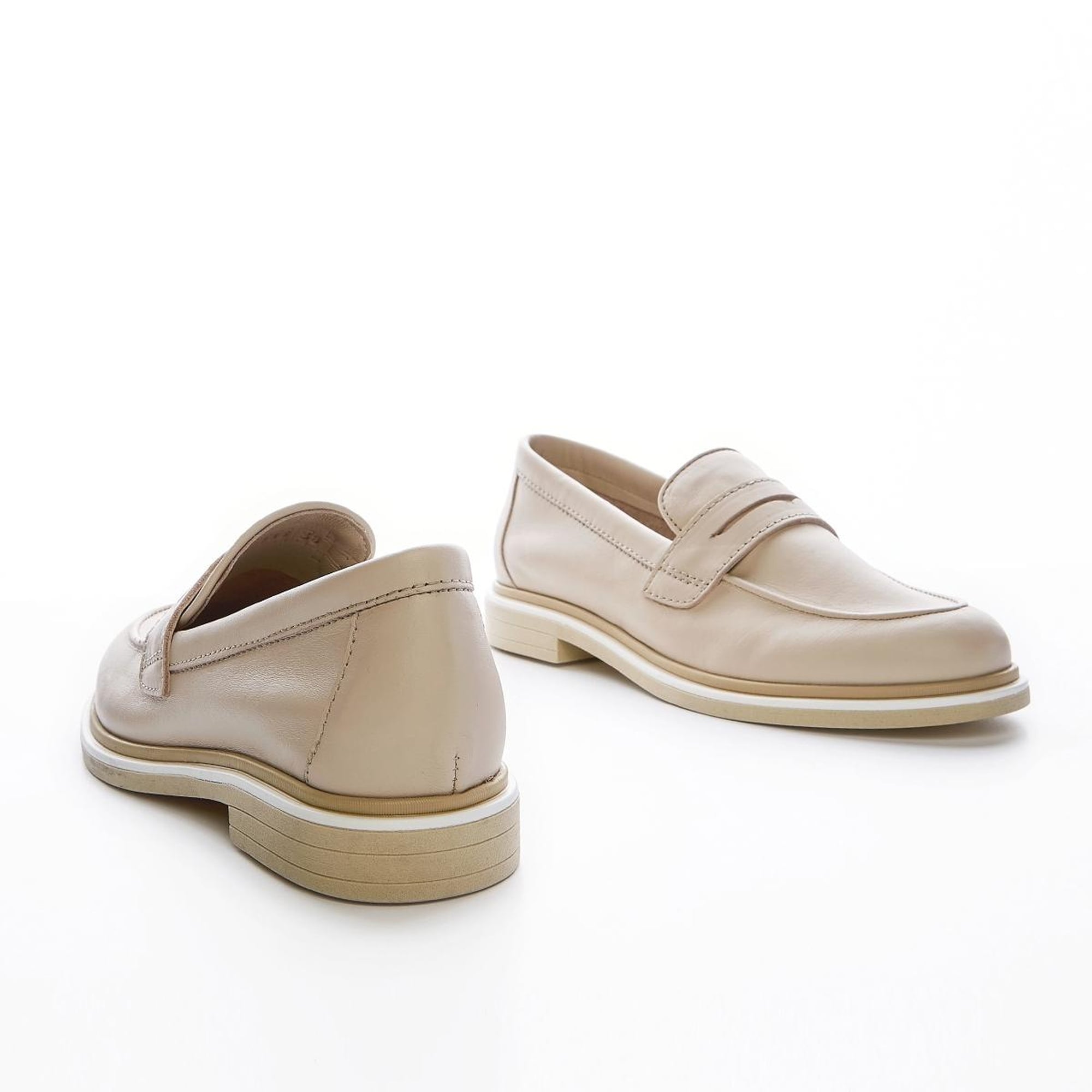 Valmenti Cielo Kadın Latte Hakiki Deri Loafer Ayakkabı