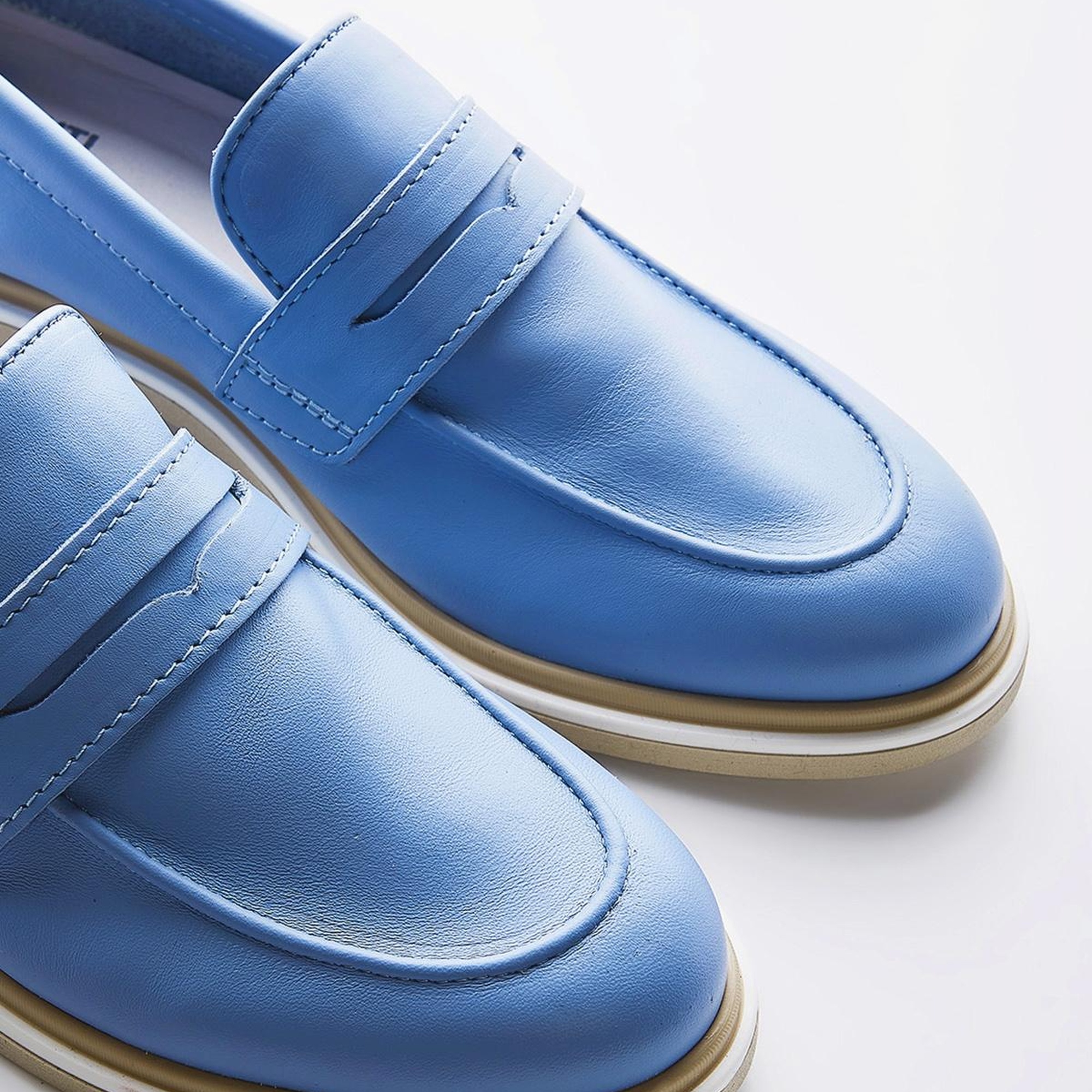 Valmenti Cielo Kadın Açık Mavi Hakiki Deri Loafer Ayakkabı